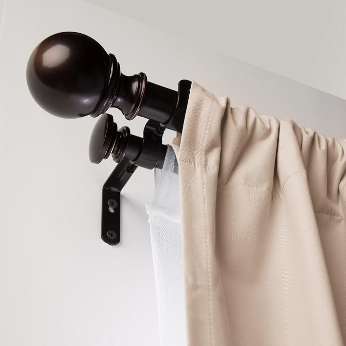 Pastel powder-coated curtain rod, soft pink finish, playful living‑room, contemporary décor