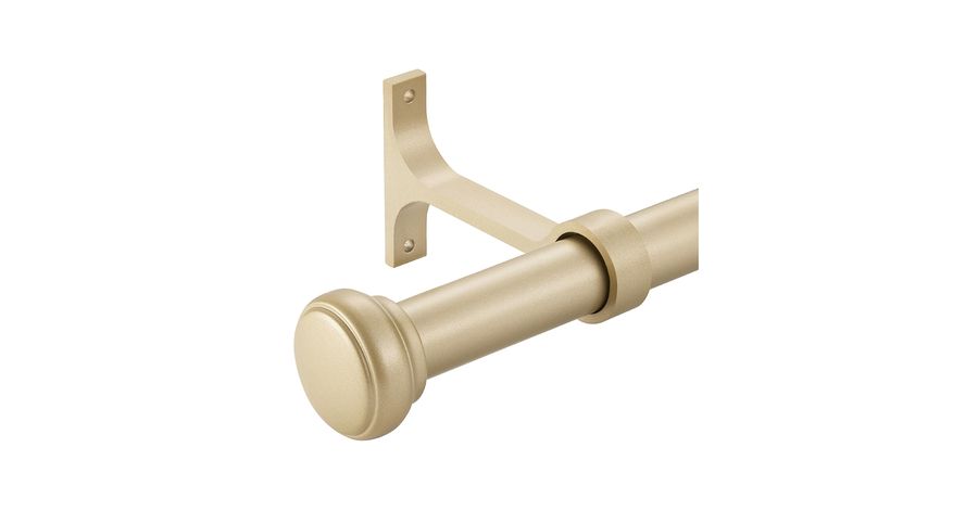 ornate antique gold curtain rod with decorative finials, living‑room, classic luxury